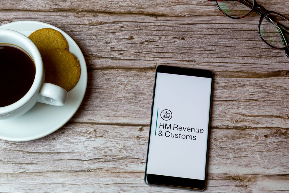 HMRC open on a mobile phone placed on a table