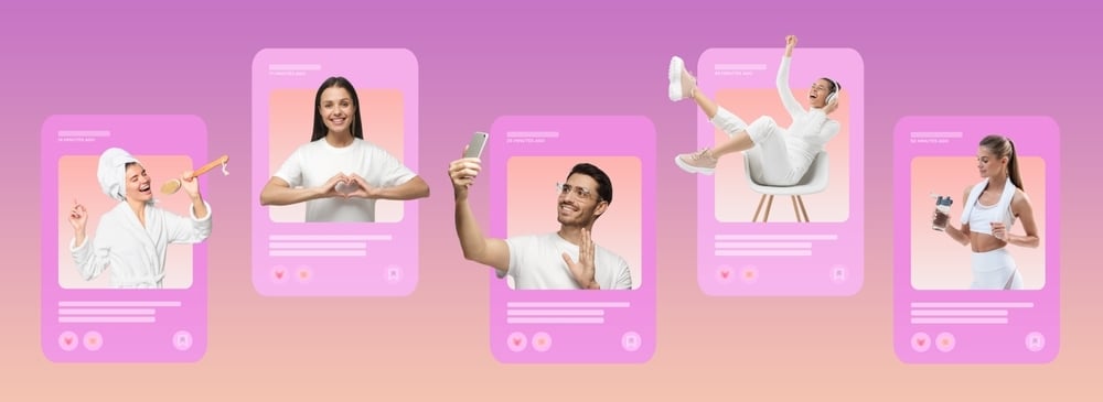 pink background, influencer cards image